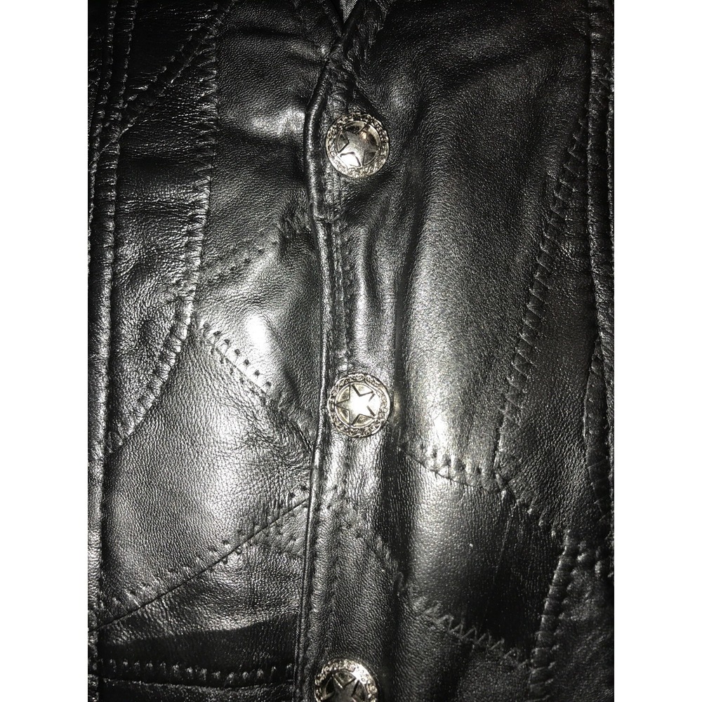 Womens Diamond Plate Leather Vest Concealed Carry Pocket Sz Large Motorcycle - Picture 3 of 6